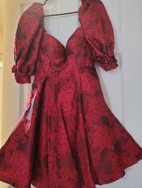Victoria Red Mini Brocade Ava Gowns Dress
